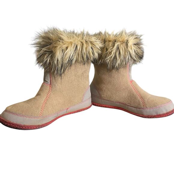 Sorel Cozy Joan Felt Boots Faux Fur Blue Womens 6 Cozycore Cabincore Rustic Boho - Picture 7 of 12